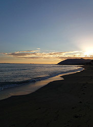 Terracina, sunset, view to San Felice, South Italy